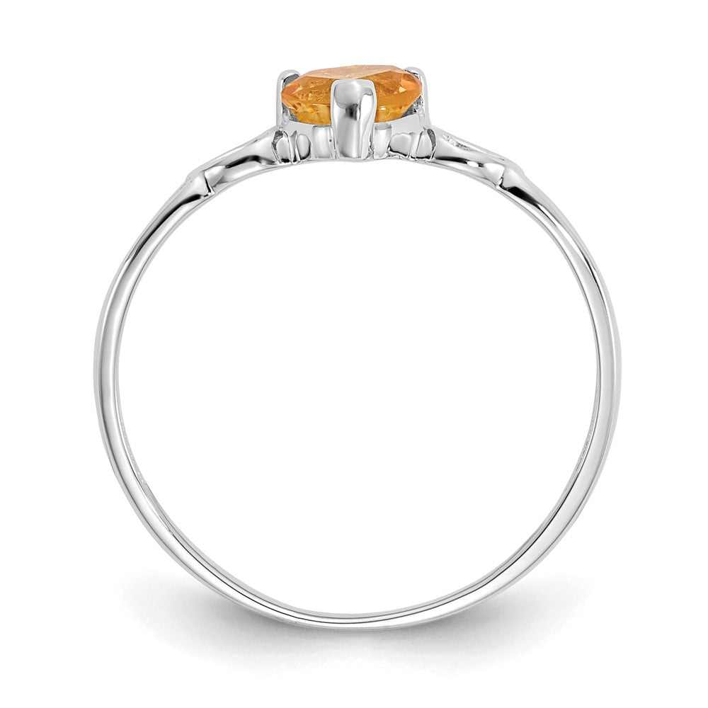 10k White Gold Polished Heart Genuine November/ Citrine Birthstone Size 7 Ring