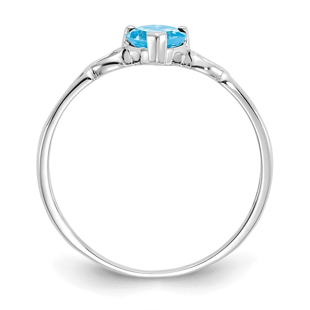 10k White Gold Polished Heart Genuine December/ Blue Topaz Birthstone Size 7 Ring