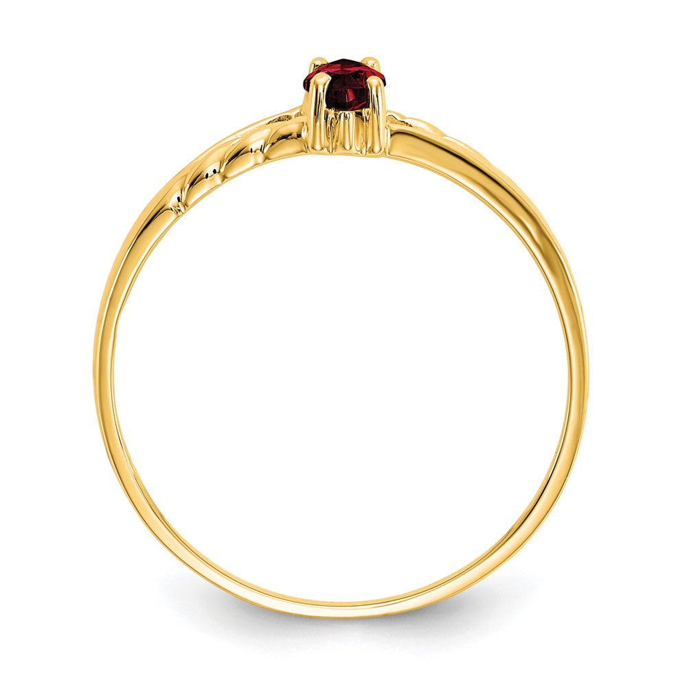10k Polished 6x Marquise Genuine January/ Garnet Birthstone Size 7 Ring