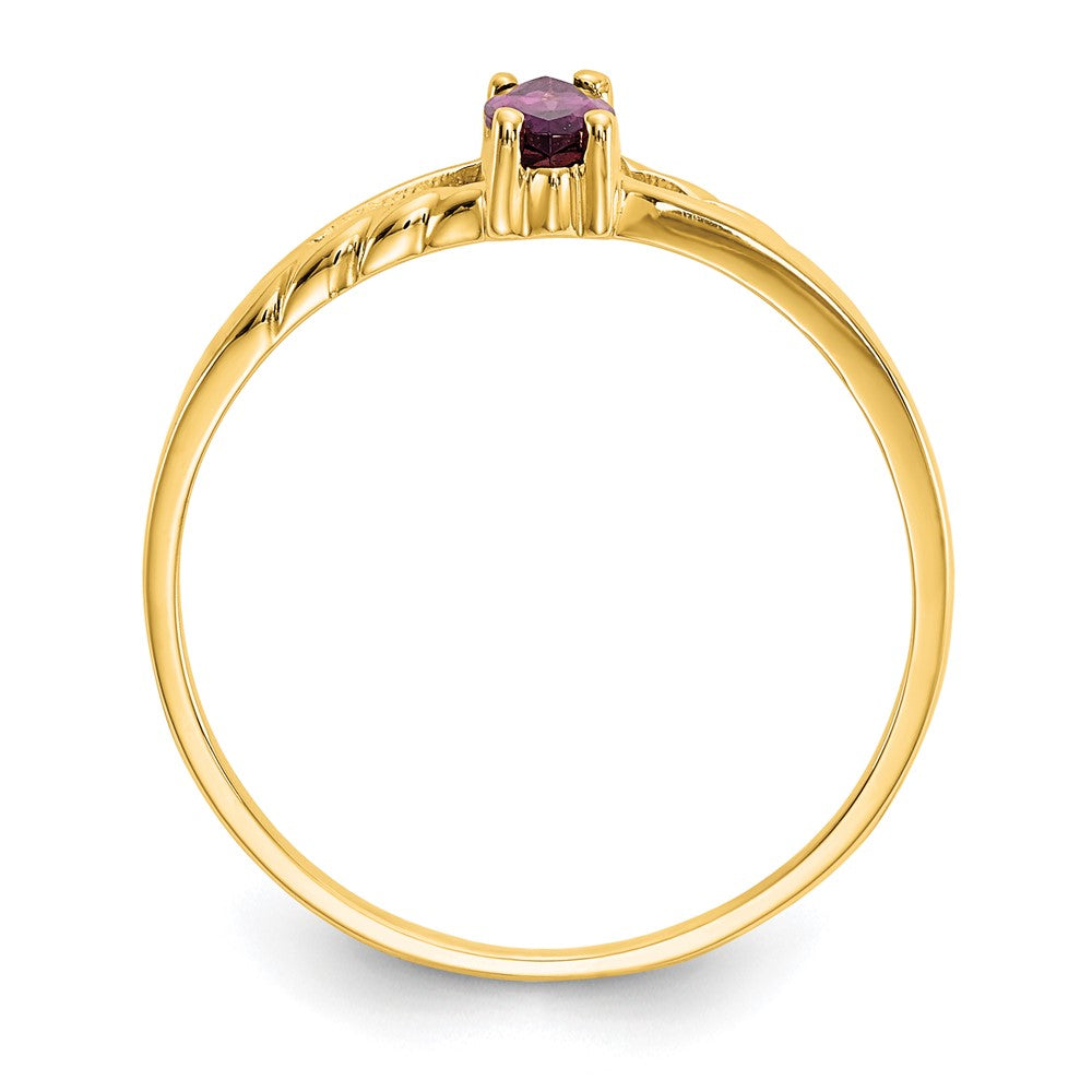 10k Polished 6x Marquise Genuine June/ Rhodolite Garnet Birthstone Size 7 Ring