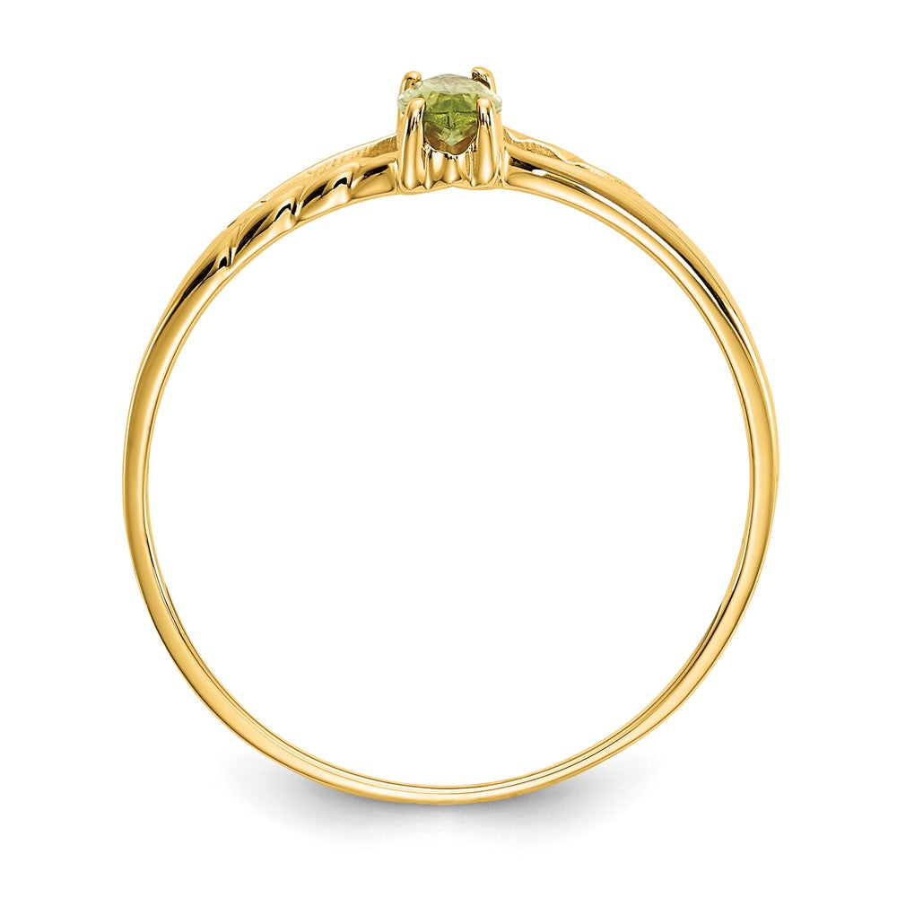 10k Polished 6x Marquise Genuine August/ Peridot Birthstone Size 7 Ring