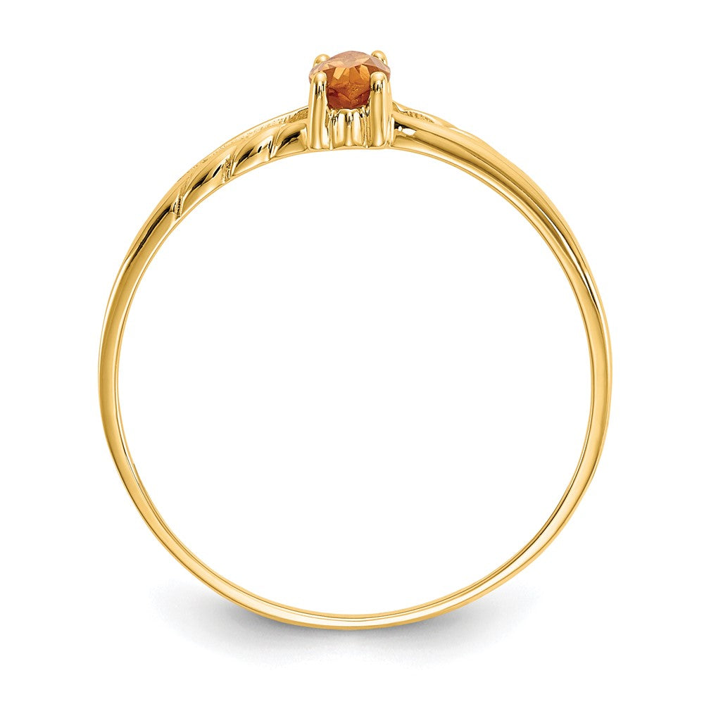 10k Polished 6x Marquise Genuine November/ Citrine Birthstone Size 7 Ring