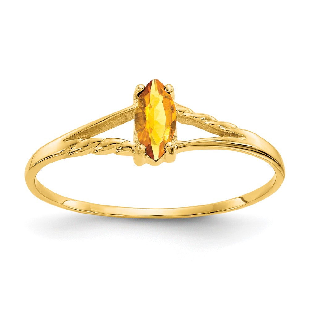 10k Polished 6x Marquise Genuine November/ Citrine Birthstone Size 7 Ring