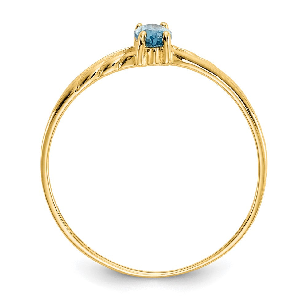 10k Polished 6x Marquise Genuine December/ Blue Topaz Birthstone Size 7 Ring