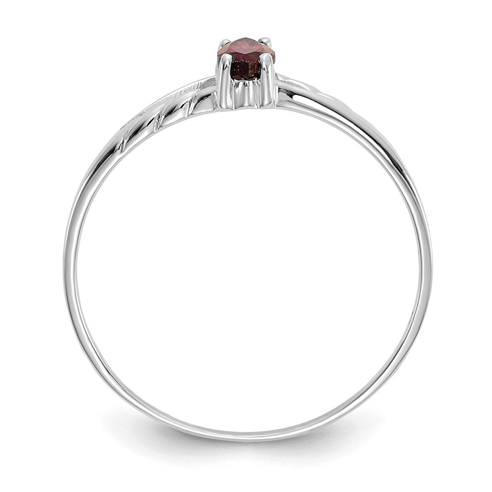 10k White Gold Polished 6x Marquise Genuine January/ Garnet Birthstone Size 7 Ring