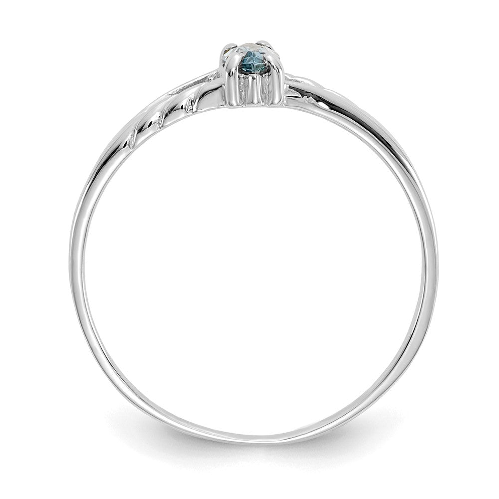 10k White Gold Polished 6x Marquise Genuine March/ Aquamarine Birthstone Size 7 Ring