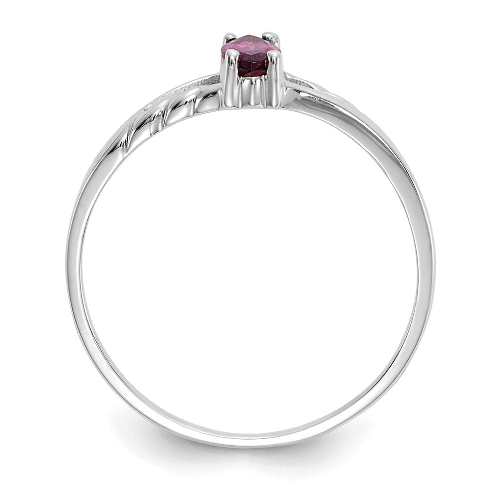 10k White Gold Polished 6x Marquise Genuine June/ Rhodolite Garnet Birthstone Size 7 Ring