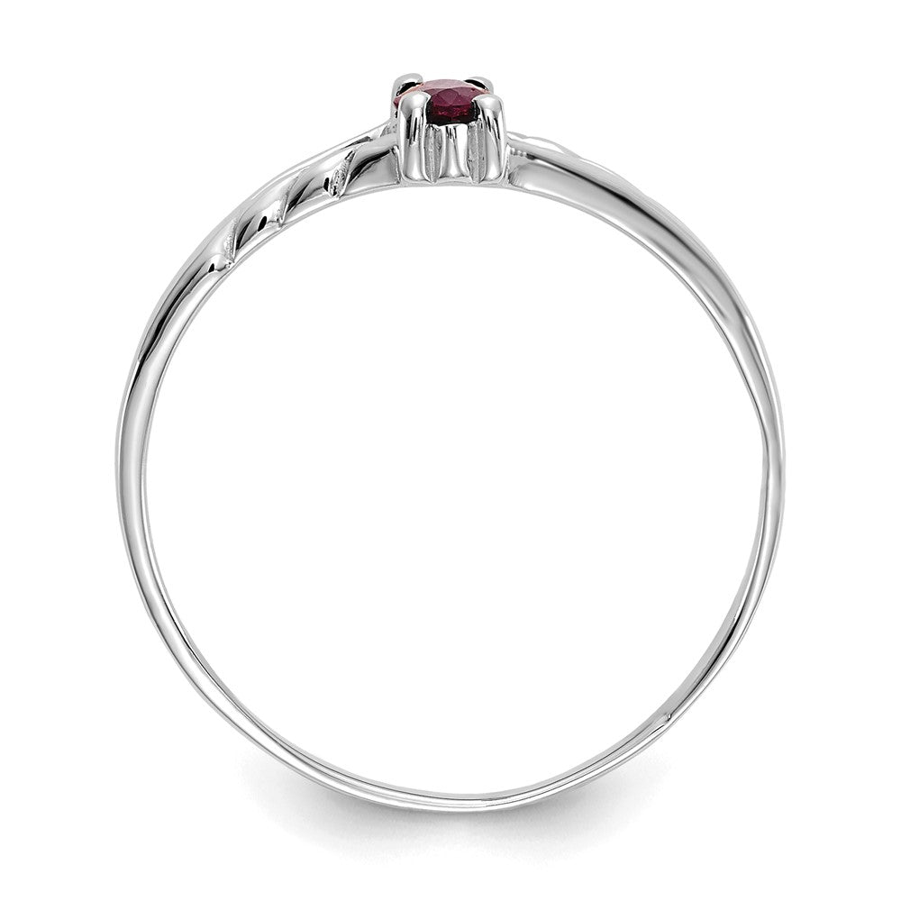 10k White Gold Polished 6x Marquise Genuine July/ Ruby Birthstone Size 7 Ring