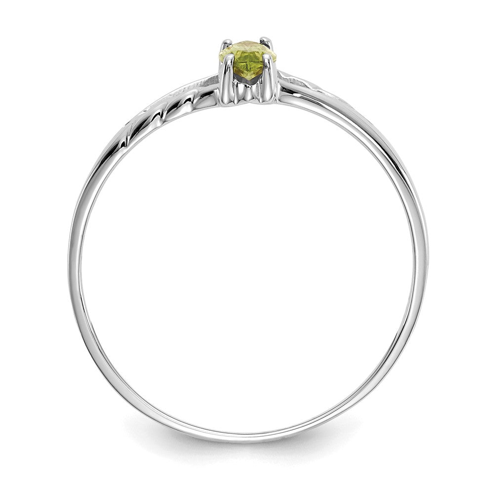 10k White Gold Polished 6x Marquise Genuine August/ Peridot Birthstone Size 7 Ring