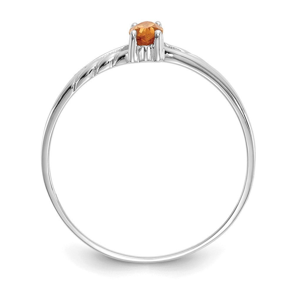 10k White Gold Polished 6x Marquise Genuine November/ Citrine Birthstone Size 7 Ring