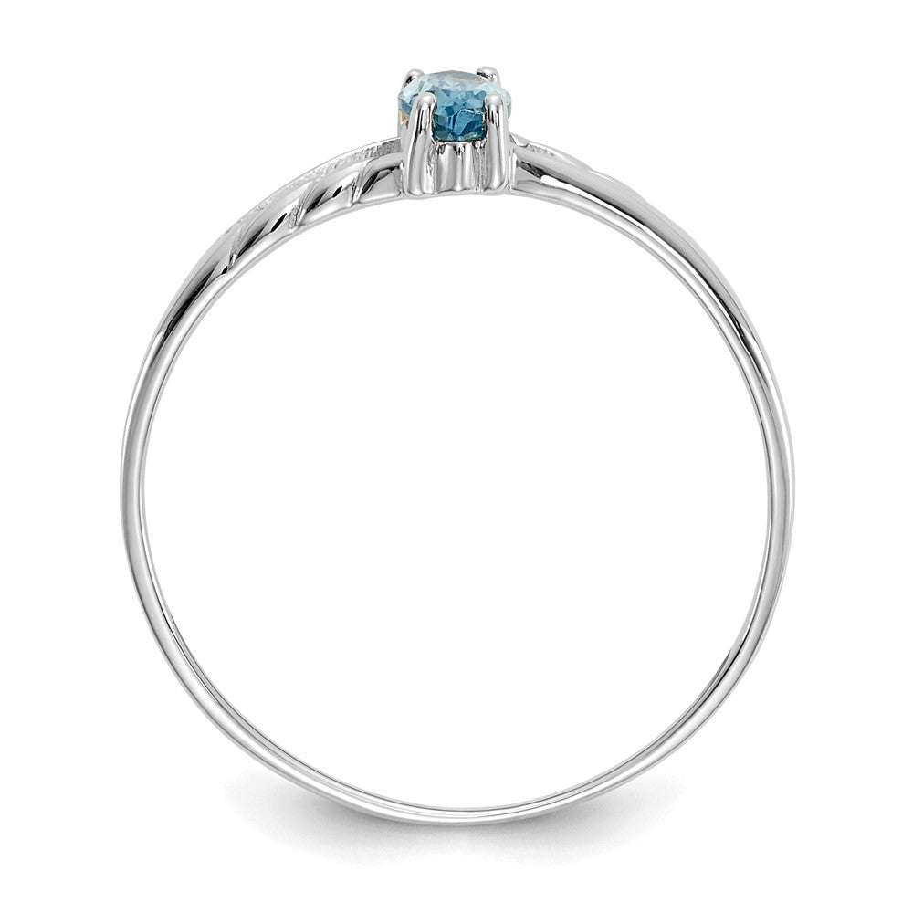 10k White Gold Polished 6x Marquise Genuine December/ Blue Topaz Birthstone Size 7 Ring