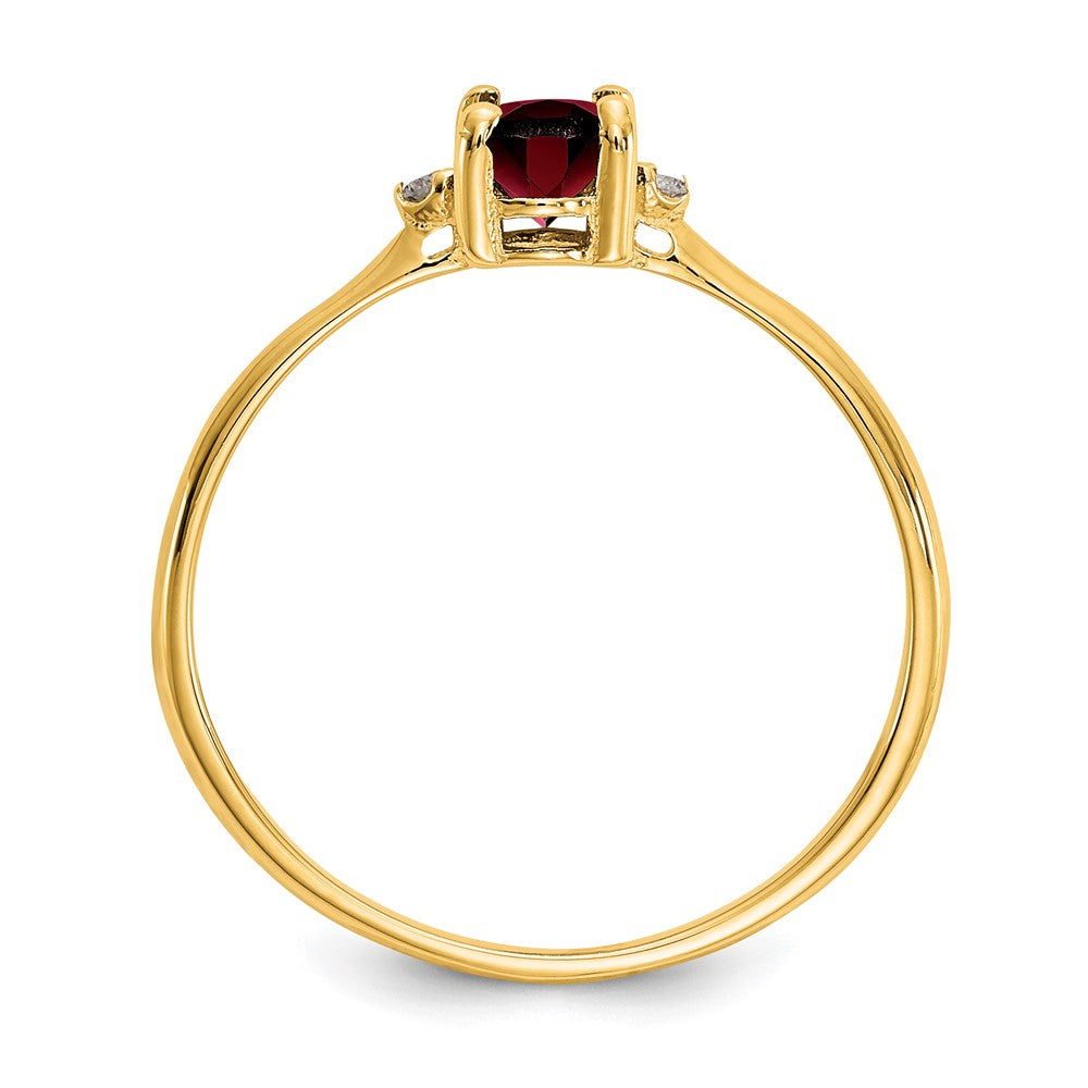 10k Polished 6x Oval Genuine January/ Garnet and Diamond Birthstone Size 7 Ring