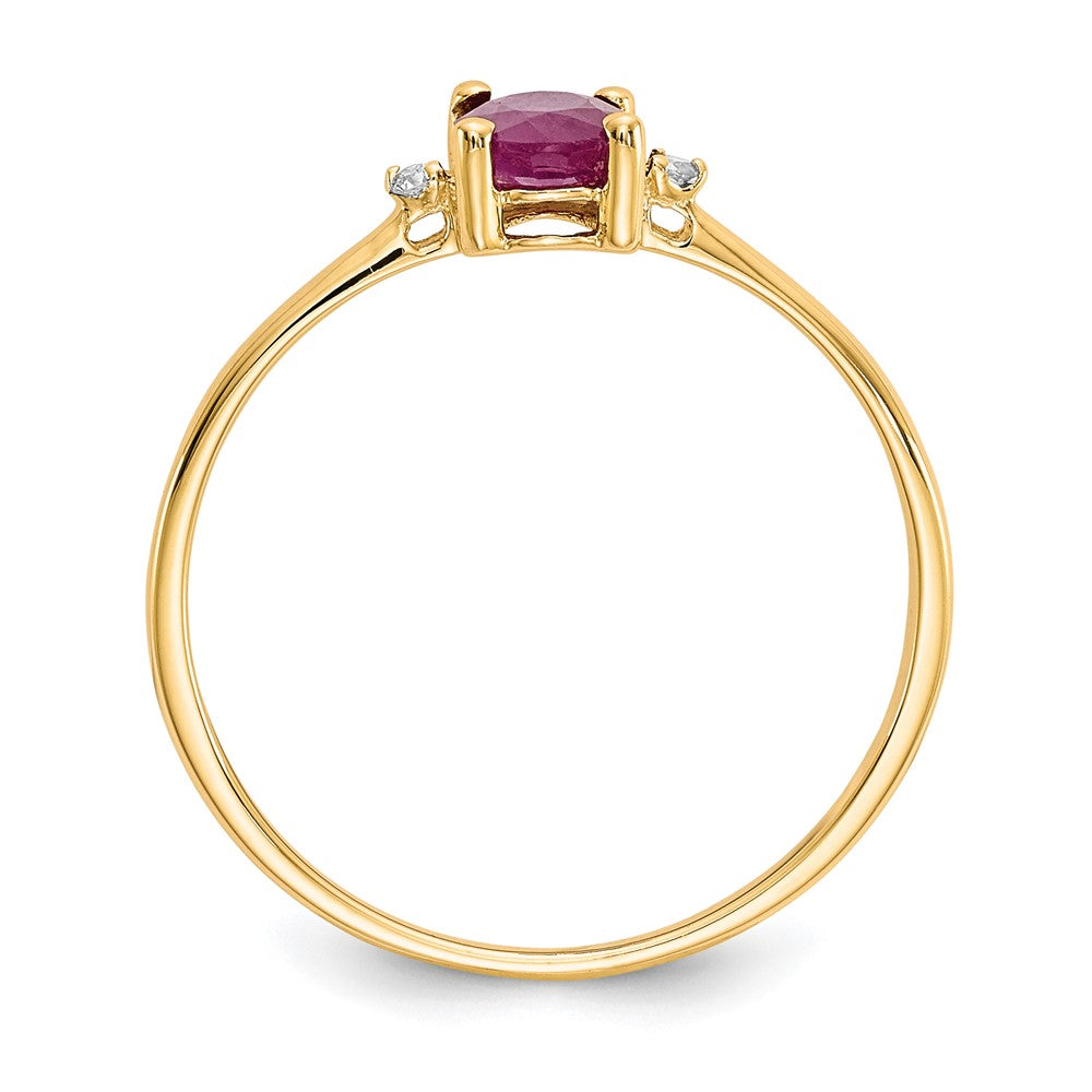 10k Polished 6x Oval Genuine July/ Ruby and Diamond Birthstone Size 7 Ring