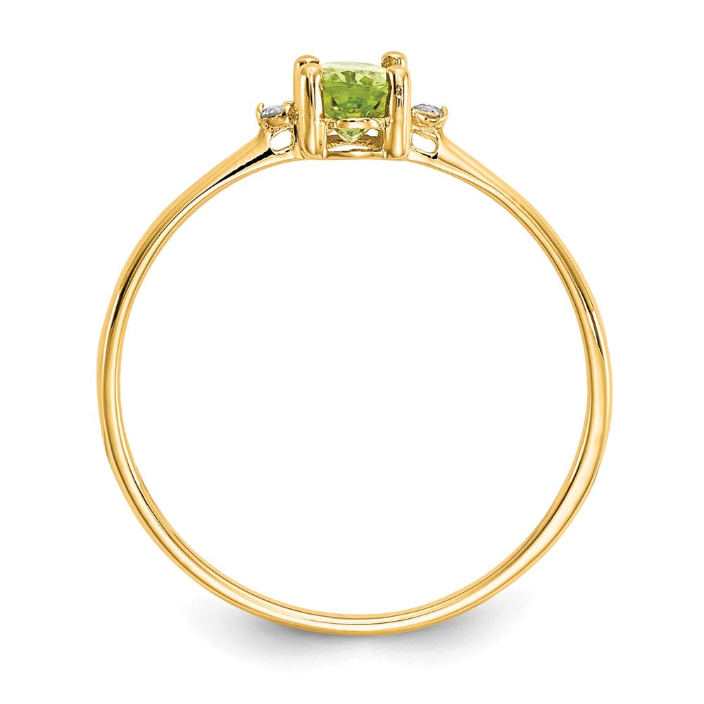 10k Polished 6x Oval Genuine August/ Peridot and Diamond Birthstone Size 7 Ring