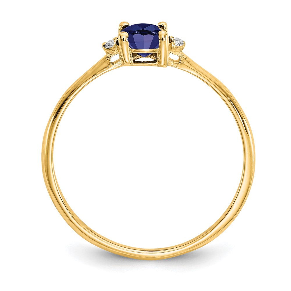 10k Polished 6x Oval Genuine September/ Sapphire and Diamond Birthstone Size 7 Ring