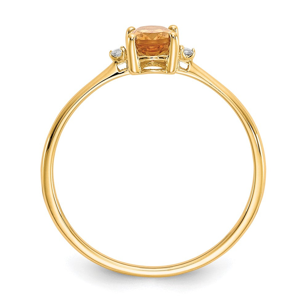 10k Polished 6x Oval Genuine November/ Citrine and Diamond Birthstone Size 7 Ring
