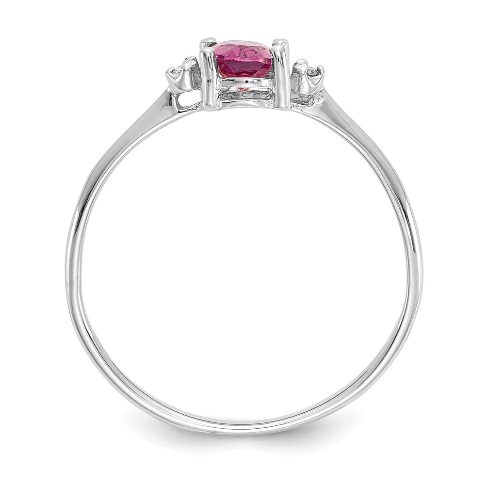 10k White Gold Polished 6x Oval Genuine October/ Pink Tourmaline and Diamond Birthstone Size 7 Ring