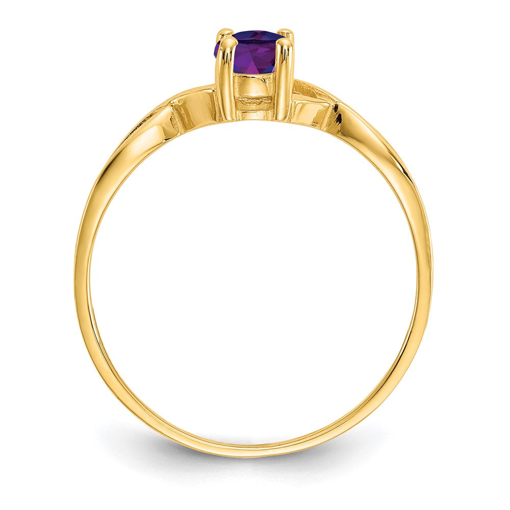 10k Polished 6x Oval Genuine February/ Amethyst Birthstone Size 7 Ring