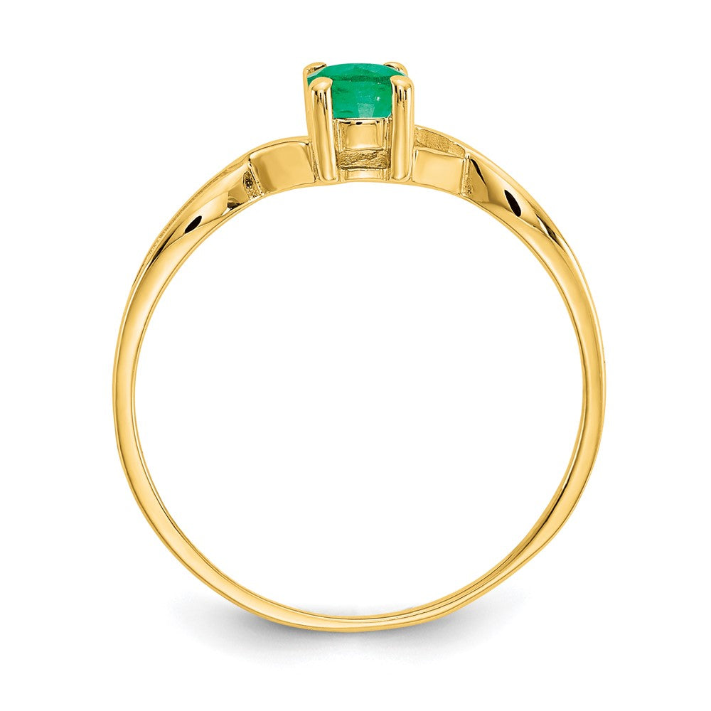10k Polished 6x Oval Genuine May/ Emerald Birthstone Size 7 Ring