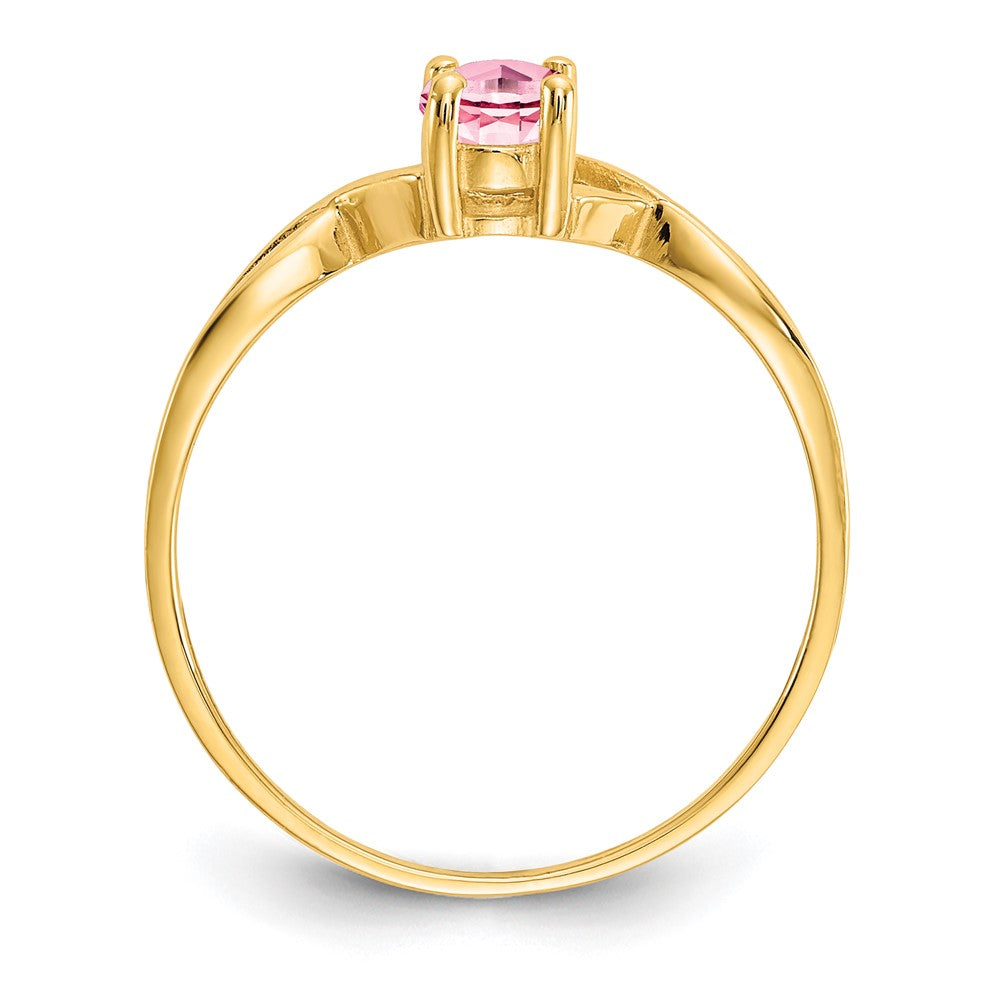 10k Polished 6x Oval Genuine October/ Pink Tourmaline Birthstone Size 7 Ring
