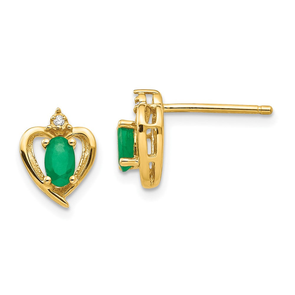 10K Diamond and Emerald Earrings