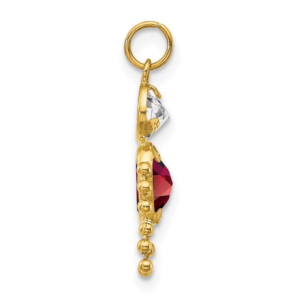 10k January Boy Dark Red Imitation Birthstone Charm