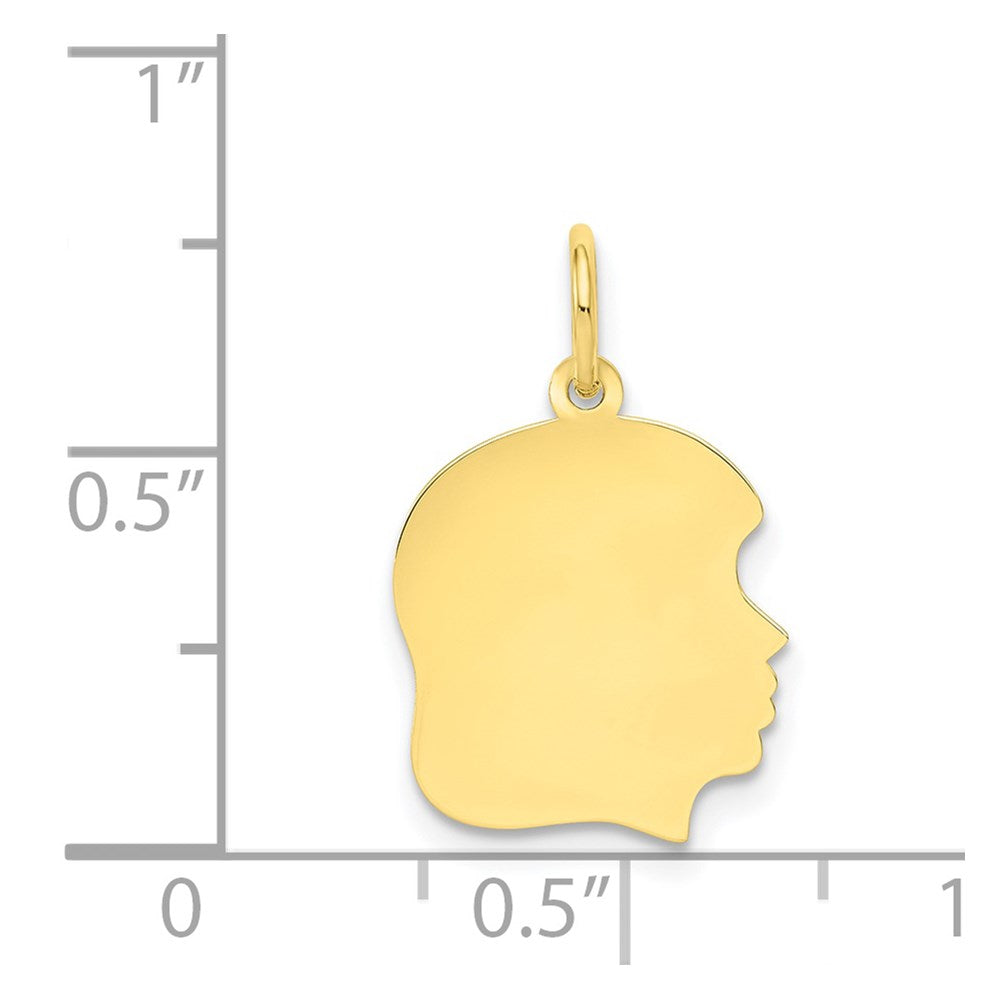 10K Plain Medium .013 Gauge Facing Right 13x Engravable Girl Head Charm