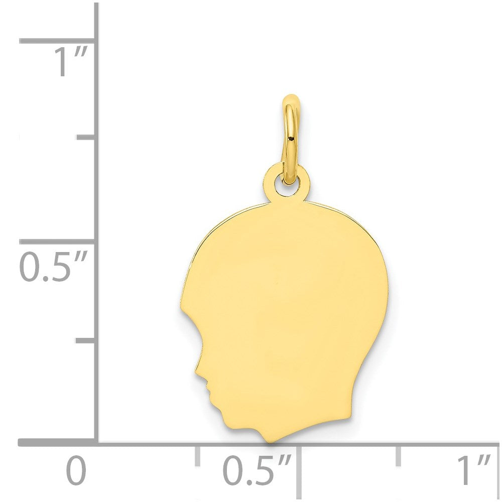 10K Plain Medium .018 Gauge Facing Left 12x Engravable Boy Head Charm