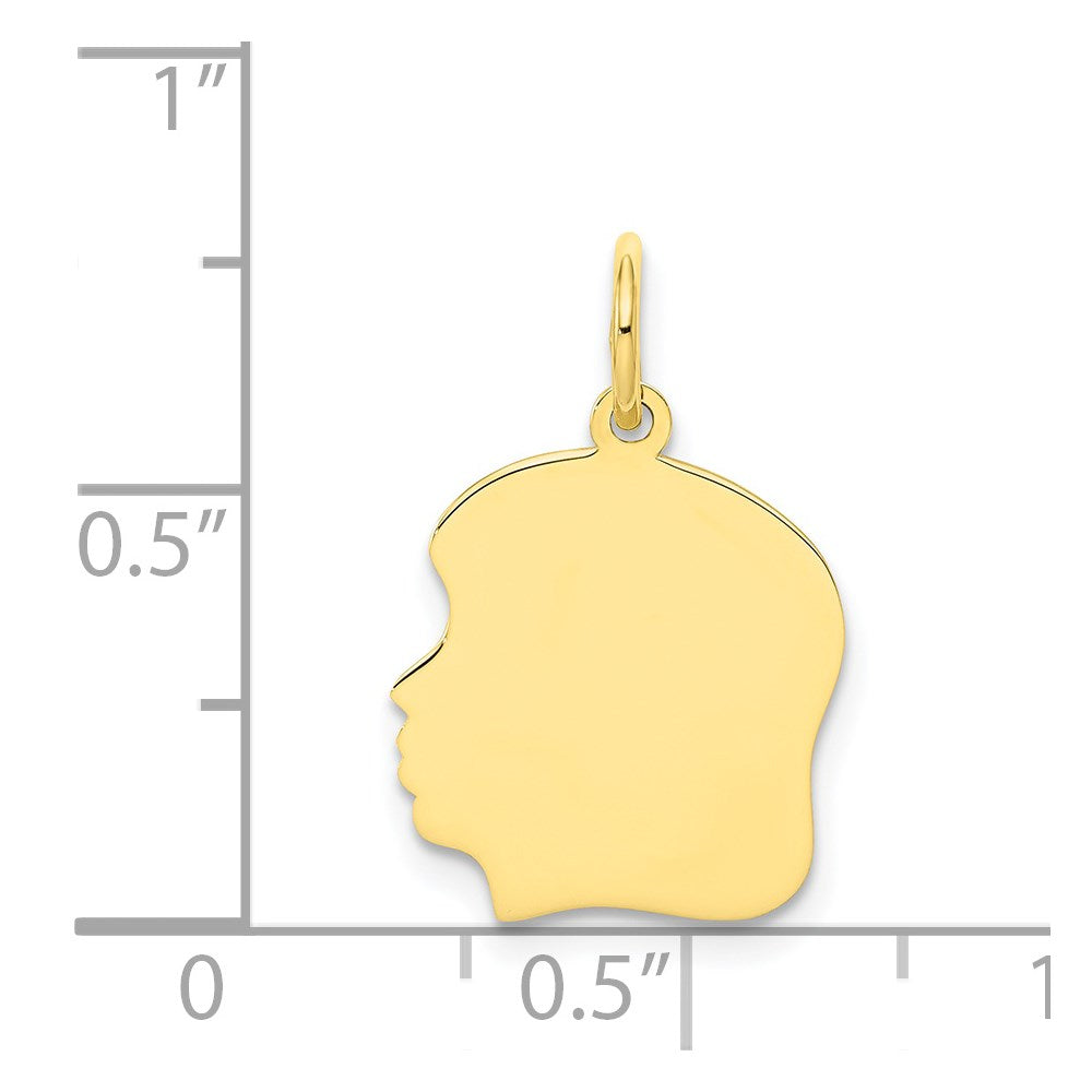 10K Plain Medium .018 Gauge Facing Left 13x Engravable Girl Head Charm