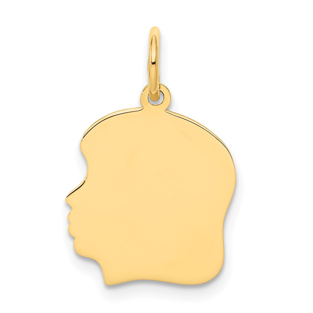 10K Plain Medium .018 Gauge Facing Left 13x Engravable Girl Head Charm