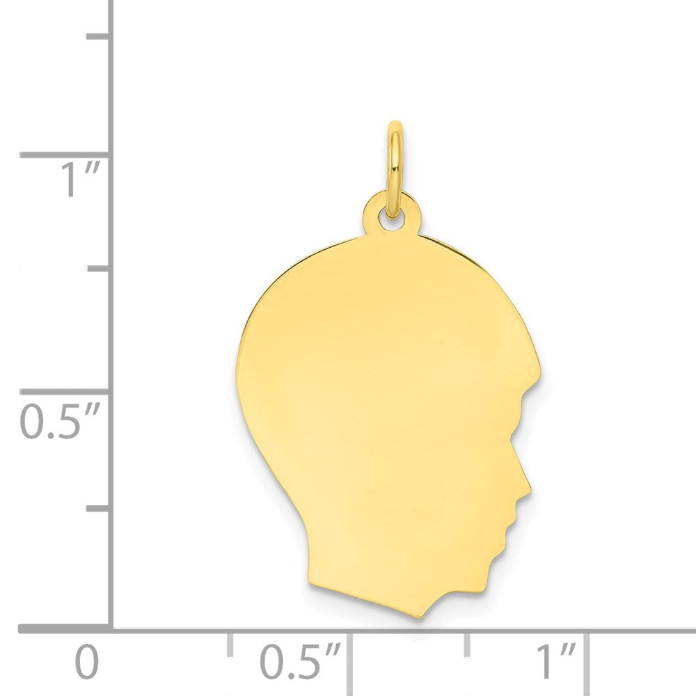 10K Plain Medium .018 Gauge Facing Right 16x Engravable Boy Head Charm