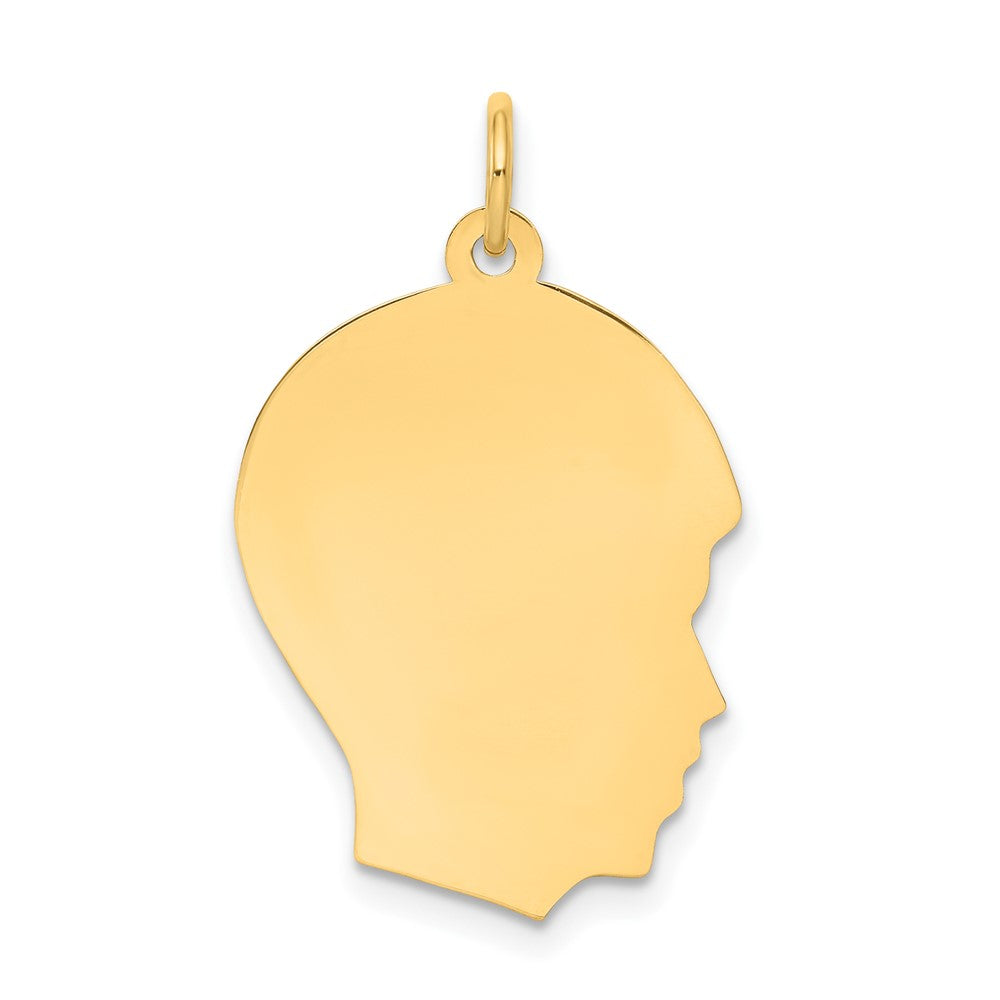 10K Plain Medium .018 Gauge Facing Right 16x Engravable Boy Head Charm