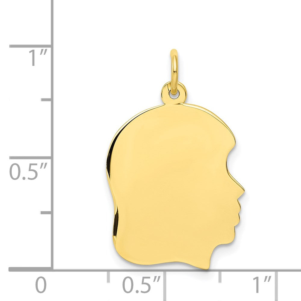 10K Plain Medium .013 Gauge Facing Right 16x Engravable Girl Head Charm