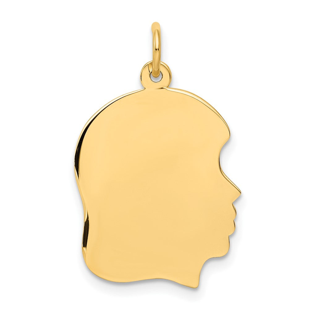 10K Plain Medium .013 Gauge Facing Right 16x Engravable Girl Head Charm