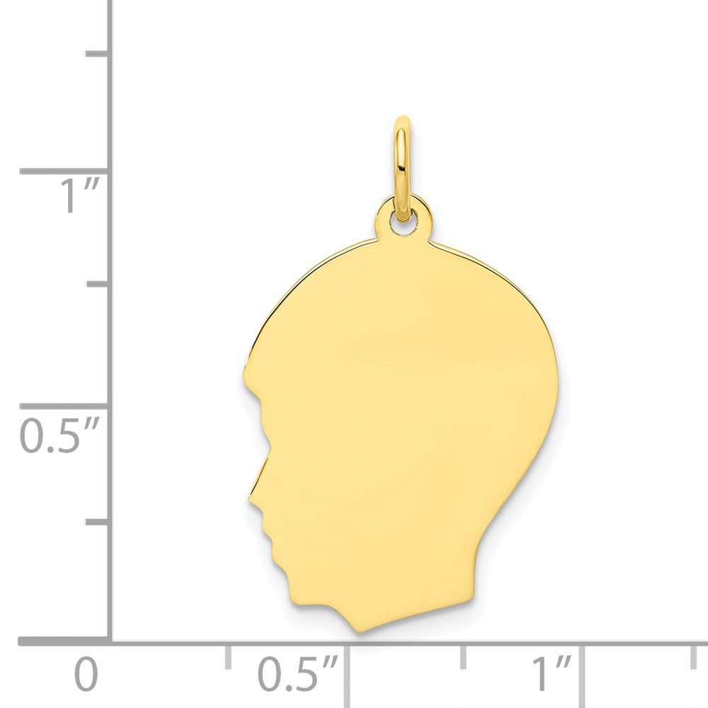 10K Plain Medium .018 Gauge Facing Left 16x Engravable Boy Head Charm