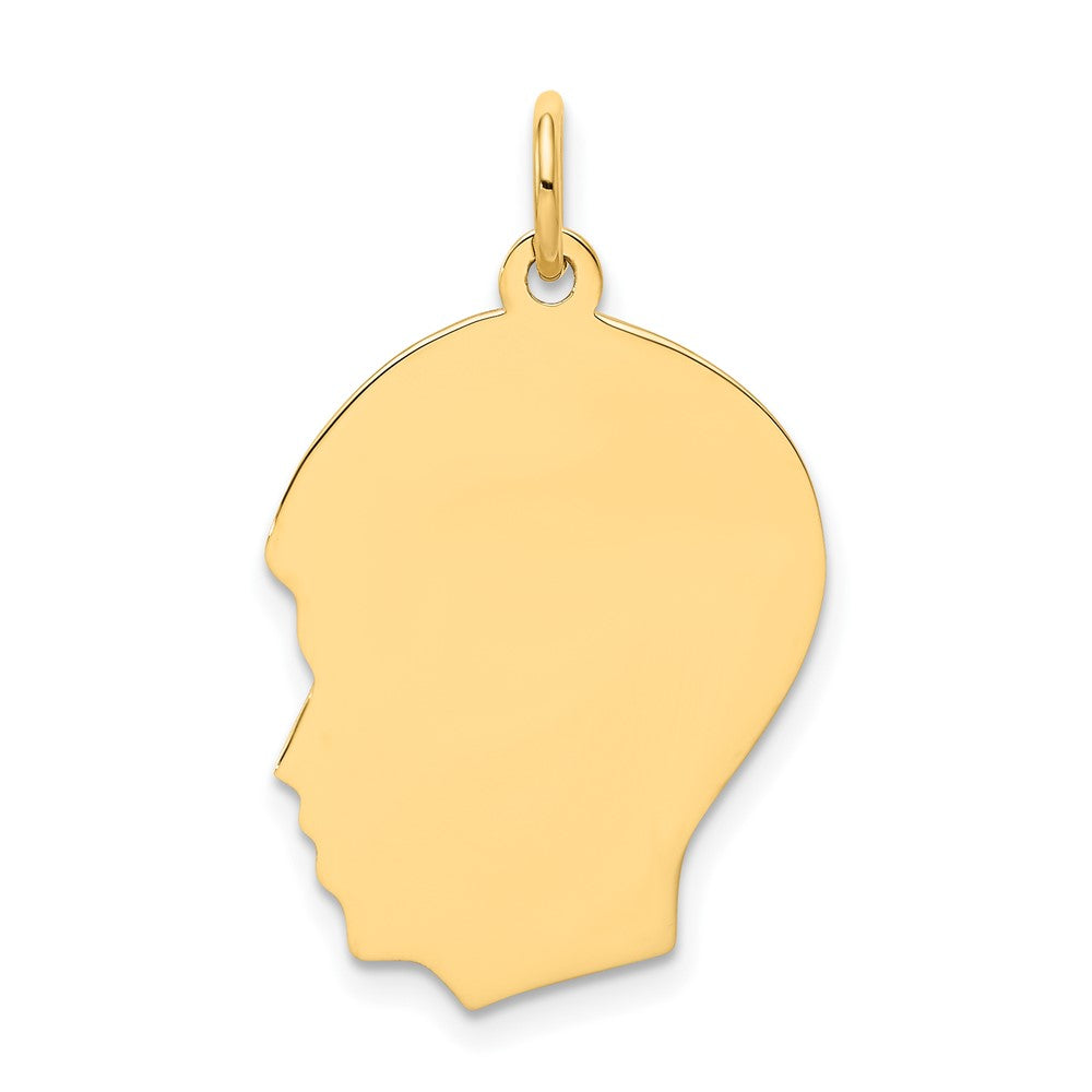 10K Plain Medium .013 Gauge Facing Left 16x Engravable Boy Head Charm