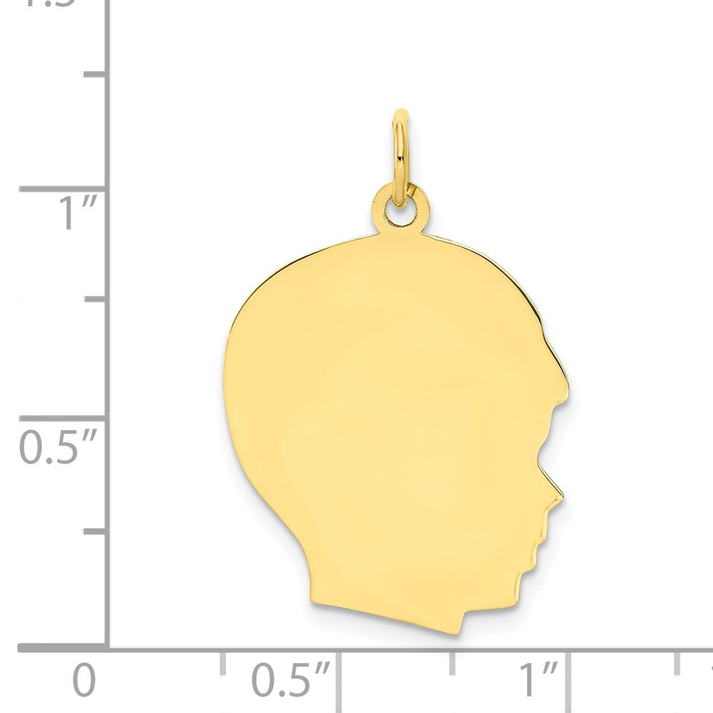 10K Plain Large .013 Gauge Facing Right 20x Engravable Boy Head Charm