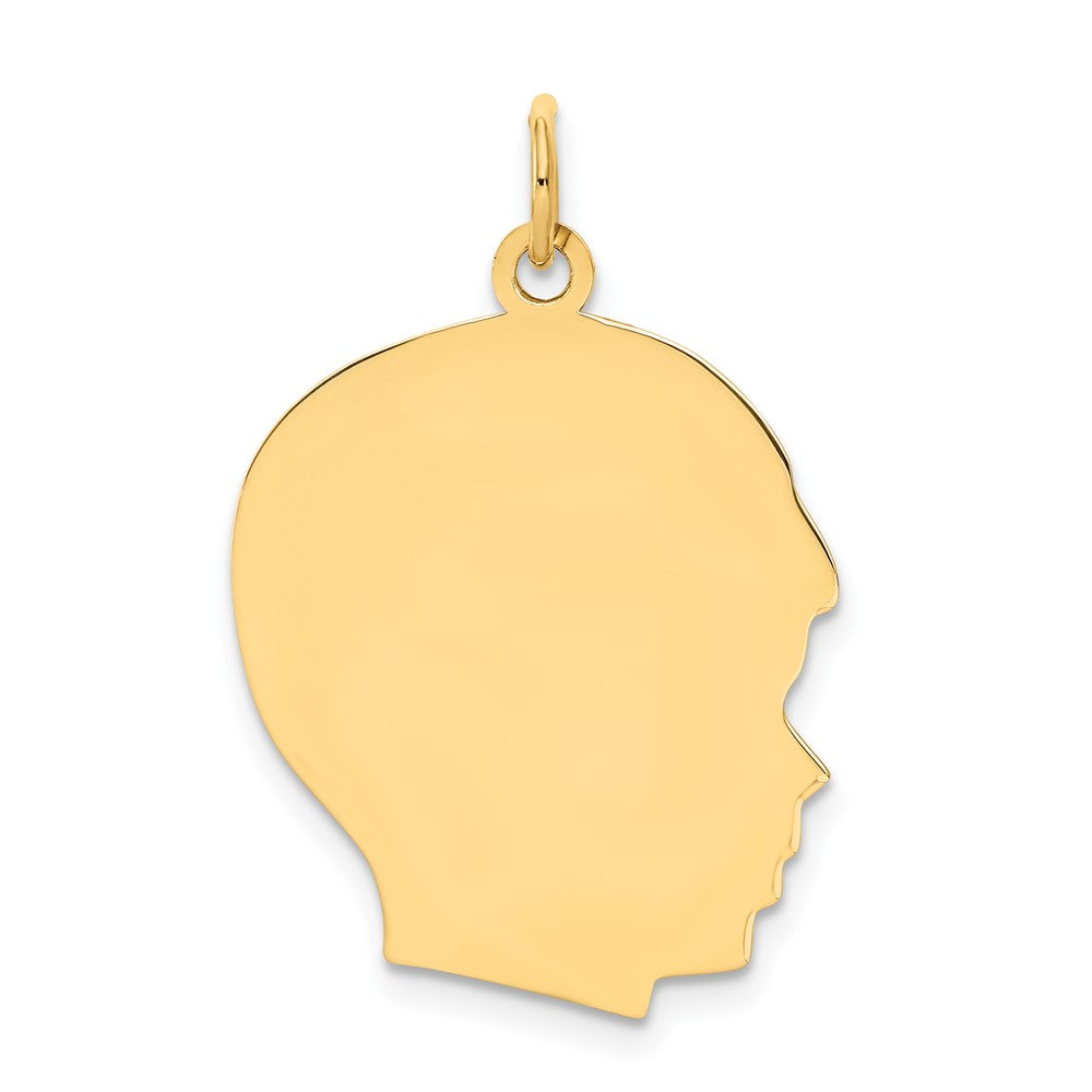 10K Plain Large .018 Gauge Facing Right Engravable Boy Head Charm