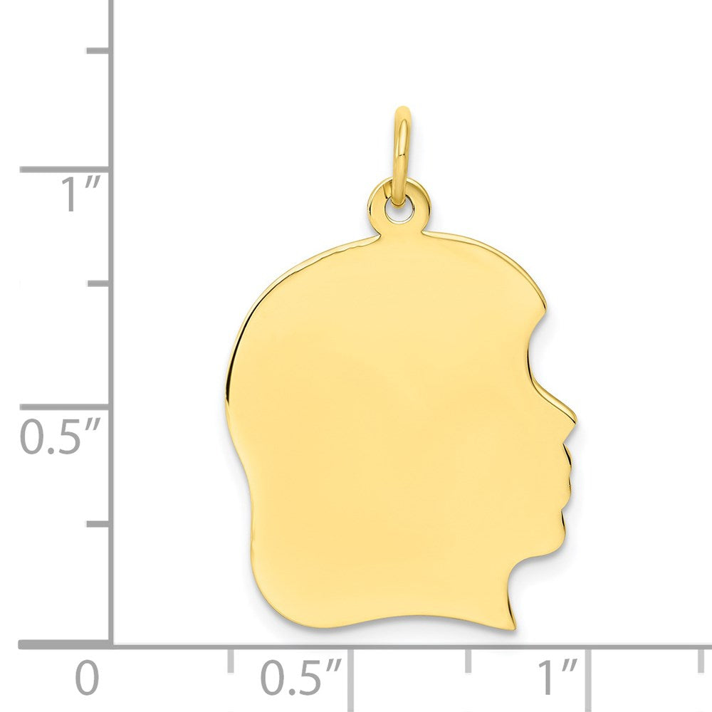 10K Plain Large .018 Gauge Facing Right 19x Engravable Girl Head Charm