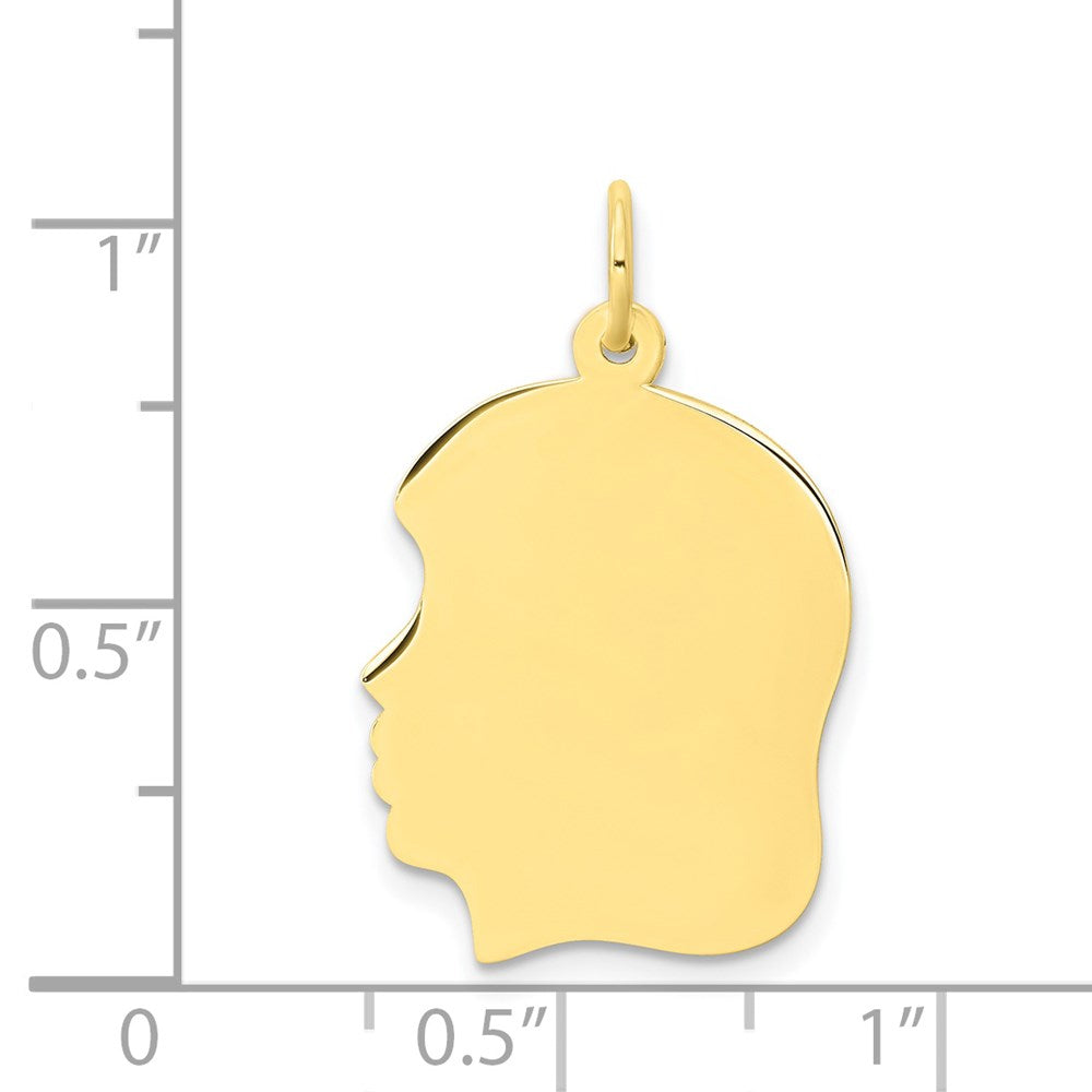 10K Plain Large .013 Gauge Facing Left 19x Engravable Girl Head Charm