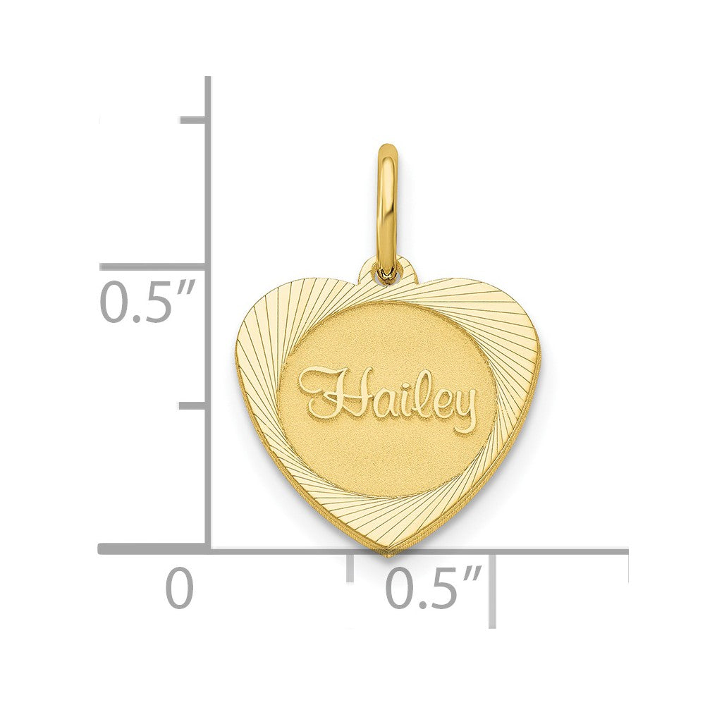 10k Small Yellow Gold Small Heart Disc Name Charm