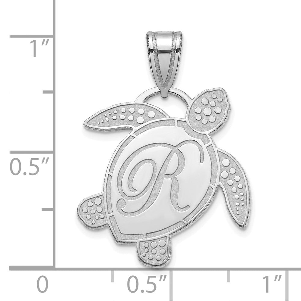 10k White Gold Sea Turtle Initial Pendant