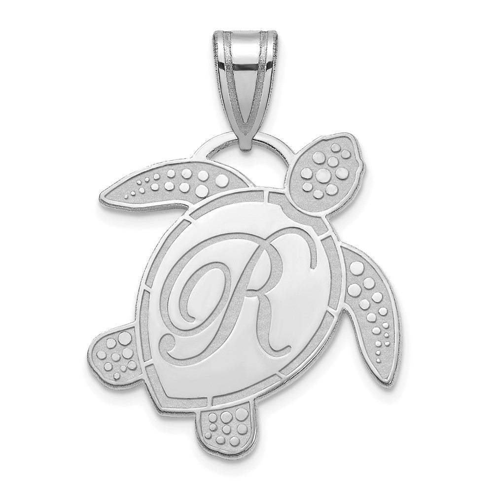 10k White Gold Sea Turtle Initial Pendant