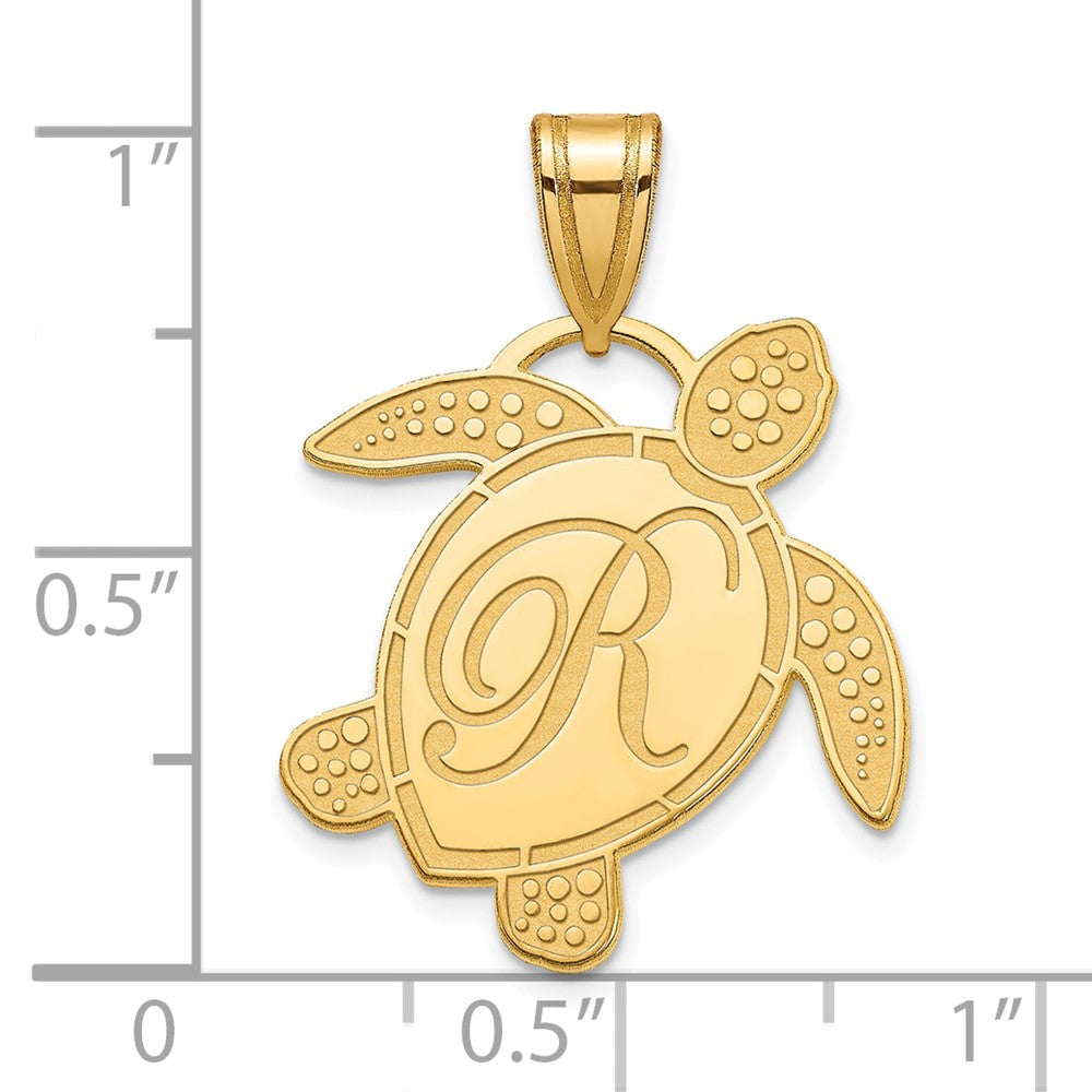 10k Yellow Gold Sea Turtle Initial Pendant