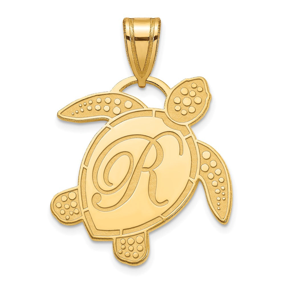 10k Yellow Gold Sea Turtle Initial Pendant