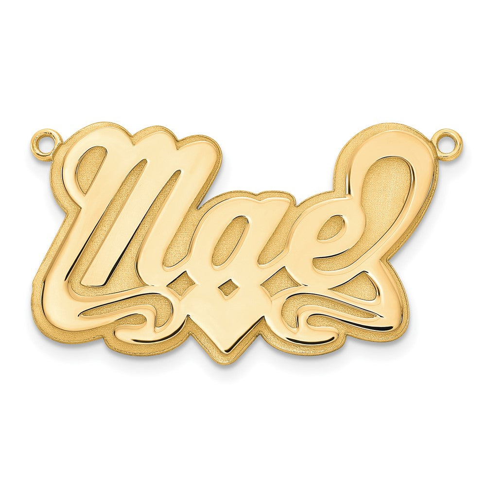 10k Yellow Gold 3D Polished Heart Name Plate