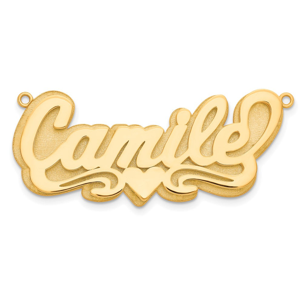 10k Yellow Gold 3D Polished Heart Name Plate