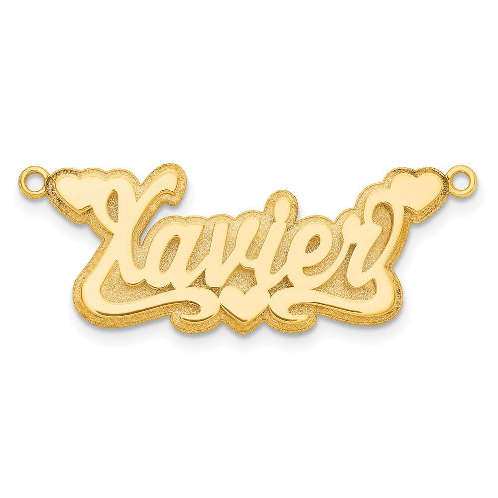 10k Yellow Gold 3D Polished Hearts Name Plate