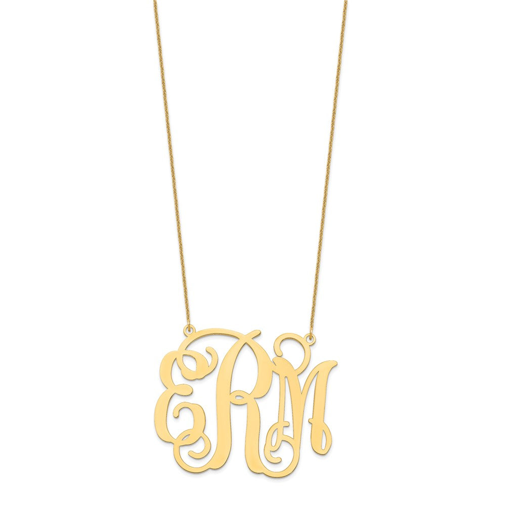 10KY Extra Large Polished Cut Out Monogram Necklace