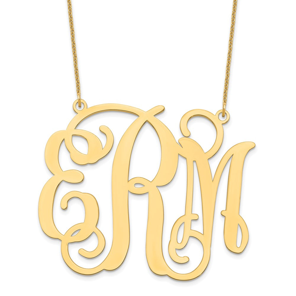 10KY Extra Large Polished Cut Out Monogram Necklace